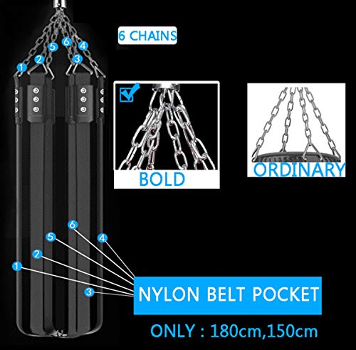 HATHOR-23 Boxeo Pesado, for Adolescentes Y Adultos Bolsa De Entrenamiento con Cadenas, Equipo De Entrenamiento De Boxeo De Taekwondo, Negro (Solo Uno) (Color : Black, Size : 180cm)