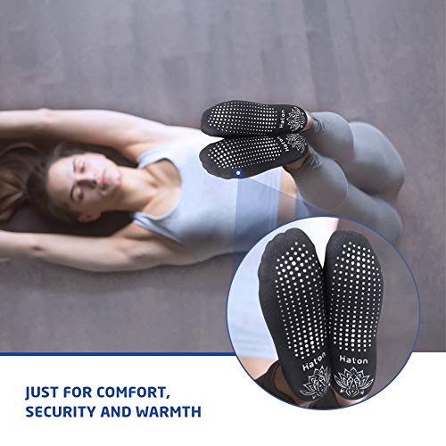 Haton Calcetines Antideslizantes para Yoga,Calcetines Pilates, Calcetines Mujer Divertidos para Ejercicio Interior, Yoga, Pilates, Ballet, Danza, Entrenamiento Descalzo, Trampolín, 2 pcs(Negro&Gris) Haton Calcetines Antideslizantes para Yoga,Calcetines Pilates, Calcetines Mujer Divertidos para Ejercicio Interior, Yoga, Pilates, Ballet, Danza, Entrenamiento Descalzo, Trampolín, 2 pcs(Negro&Gris)