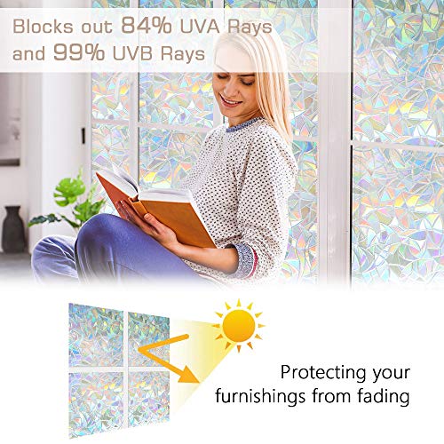 Haton Vinilos para Ventanas de 3D Efecto Semi-Privacidad Sin Pegamento Electrostatica Translucido Anti UV Vinilo para Cristal Decorativo Estático no Adhesivo para Oficina, Hogar 60X200CM