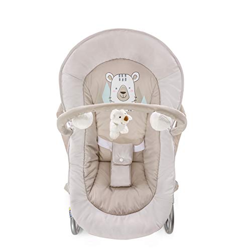 Hauck Bungee Deluxe hamacas bebes, mecedora con movimiento, respaldo ajustable, sistema de arnes, arco de juegos, de 0 meses hasta 9 kg, antivuelco, portátil - beige