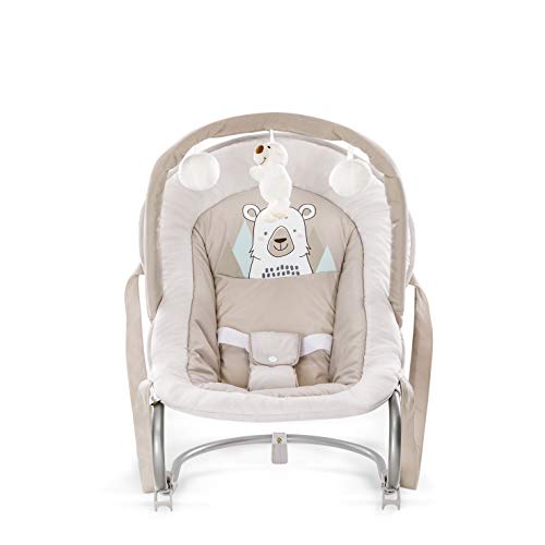 Hauck Bungee Deluxe hamacas bebes, mecedora con movimiento, respaldo ajustable, sistema de arnes, arco de juegos, de 0 meses hasta 9 kg, antivuelco, portátil - beige