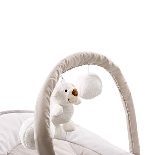 Hauck Bungee Deluxe hamacas bebes, mecedora con movimiento, respaldo ajustable, sistema de arnes, arco de juegos, de 0 meses hasta 9 kg, antivuelco, portátil - beige