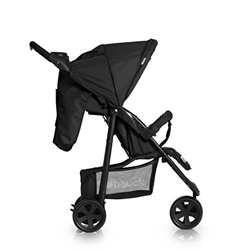 Hauck Citi Neo II - Silla de paseo de 3 ruedas, respaldo reclinable, plegado compacto, plegado con solo una mano, nacimiento hasta 25 kg, ultra ligero, solo 7.5 kg, bandeja con botellero, negro/gris
