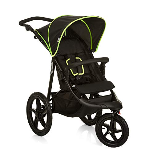 Hauck Runner - Silla de Paseo con 3 Ruedas Neumaticas, Plegado Compacto, Ruedas XL, con Camara de Aire, para Recien Nacidos, apto para Niños hasta 25kg, color Negro (Black Neon Yellow)