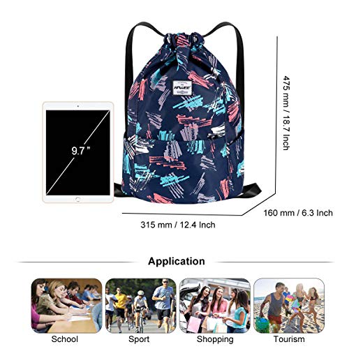 HAWEE Impermeable Casual Mochila con Cordón Grande Deporte Bolso de Gimnasia Mochila de Cuerda Unisex para Mujer Hombre Vida Cotidiana Aire Libre Yoga Escuela Playa Nadar HAWEE Impermeable Casual Mochila con Cordón Grande Deporte Bolso de Gimnasia Mochila de Cuerda Unisex para Mujer Hombre Vida Cotidiana Aire Libre Yoga Escuela Playa Nadar