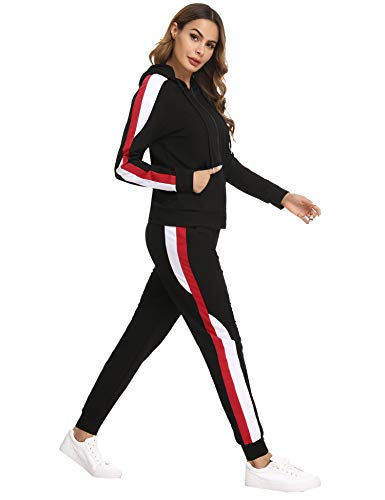 Hawiton Conjunto de chándal para Mujer de algodón Invierno, Conjunto de Sudadera Mujer Larga con Chaqueta y Pantalon para Fitness Jogger Tenis Tallas Grandes 2piezas