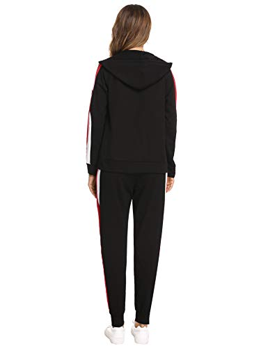 Hawiton Conjunto de chándal para Mujer de algodón Invierno, Conjunto de Sudadera Mujer Larga con Chaqueta y Pantalon para Fitness Jogger Tenis Tallas Grandes 2piezas