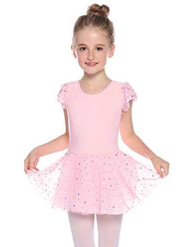 Hawiton Maillot Ballet Danza niña Tutu algodón 5-16 años,Elástico Manga Corta Gimnasia Ritmica con Falda,Leotardo Body Clásico Hawiton Maillot Ballet Danza niña Tutu algodón 5-16 años,Elástico Manga Corta Gimnasia Ritmica con Falda,Leotardo Body Clásico