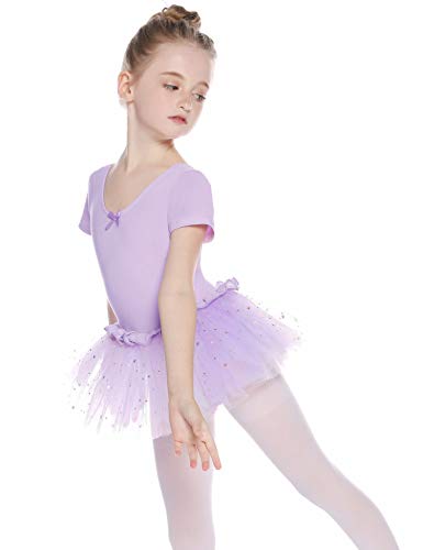 Hawiton Maillot Ballet Danza niña Tutu algodón 5-16 años,Elástico Manga Corta Gimnasia Ritmica con Falda,Leotardo Body Clásico Hawiton Maillot Ballet Danza niña Tutu algodón 5-16 años,Elástico Manga Corta Gimnasia Ritmica con Falda,Leotardo Body Clásico