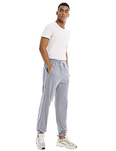 Hawiton Pantalon Chandals Hombre Largo Pantalones Deportivos de Algodón Pantalones de Deporte Jogger Fitness Rayas