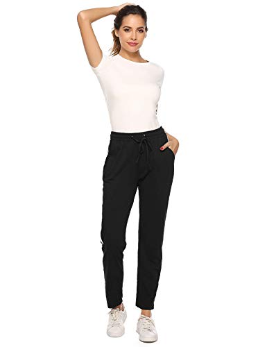 Hawiton Pantalones Deportivos para Mujer 100% Algodón Pantalón de Chándal con Bolsillos para Gimnasio Deportes Correr Entrenamiento Jogging Pantalones de Pijama Largos de Rayas Hawiton Pantalones Deportivos para Mujer 100% Algodón Pantalón de Chándal con Bolsillos para Gimnasio Deportes Correr Entrenamiento Jogging Pantalones de Pijama Largos de Rayas