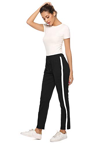 Hawiton Pantalones Deportivos para Mujer 100% Algodón Pantalón de Chándal con Bolsillos para Gimnasio Deportes Correr Entrenamiento Jogging Pantalones de Pijama Largos de Rayas Hawiton Pantalones Deportivos para Mujer 100% Algodón Pantalón de Chándal con Bolsillos para Gimnasio Deportes Correr Entrenamiento Jogging Pantalones de Pijama Largos de Rayas