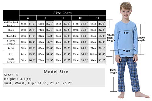 Hawiton Pijamas niños Invierno algodón Manga Larga,Suaves Raya Camiseta con clásico Botones Delanteros y Pantalones Largos, Conjuntos Navideños de Ropa de Dormir 2 Piezas