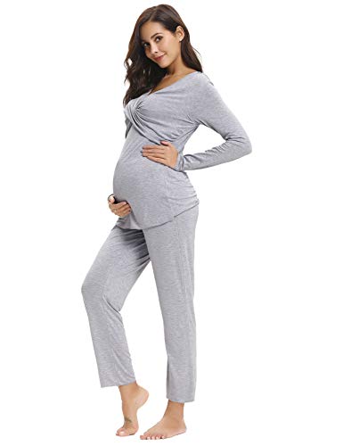 Hawiton Ropa Premamá Invierno Pijama de Lactancia Embarazadas Algodón Mangas Largas talla L Hawiton Ropa Premamá Invierno Pijama de Lactancia Embarazadas Algodón Mangas Largas talla L