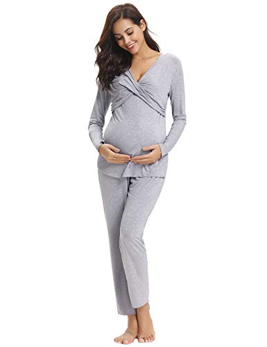 Hawiton Ropa Premamá Invierno Pijama de Lactancia Embarazadas Algodón Mangas Largas talla L Hawiton Ropa Premamá Invierno Pijama de Lactancia Embarazadas Algodón Mangas Largas talla L