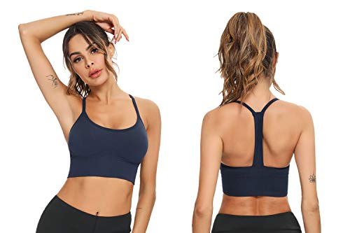 Hawiton Sujetador Deportivo Alto Impacto Mujer Sujetador de Ejercicio Cómodo Bra Deportivo Sujetador Negro Deportivo Niña Sin Costuras Almohadilla Desmontable para Fitness Yoga Pilates Bailar Correr