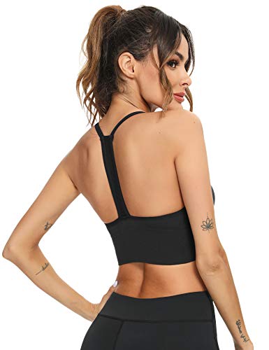 Hawiton Sujetador Deportivo Alto Impacto Mujer Sujetador de Ejercicio Cómodo Bra Deportivo Sujetador Negro Deportivo Niña Sin Costuras Almohadilla Desmontable para Fitness Yoga Pilates Bailar Correr