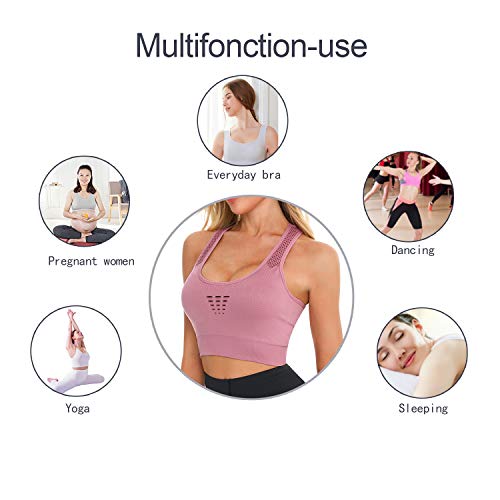 Hawiton Sujetadores Deportivos Mujer con Almohadillas extraíble, Talla Grande Push Up Bra Deportivo sin Costura,para Yoga,Running, Jogger,Fitness,Dormir