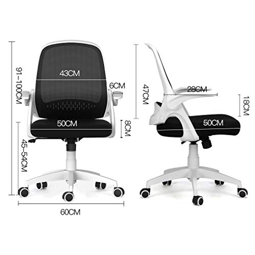 Hbada Silla de Oficina Silla de Escritorio ergonómica Silla giratoria con reposabrazos Plegables Silla de Malla para computadora Silla de Trabajo Silla Ligera Blanco