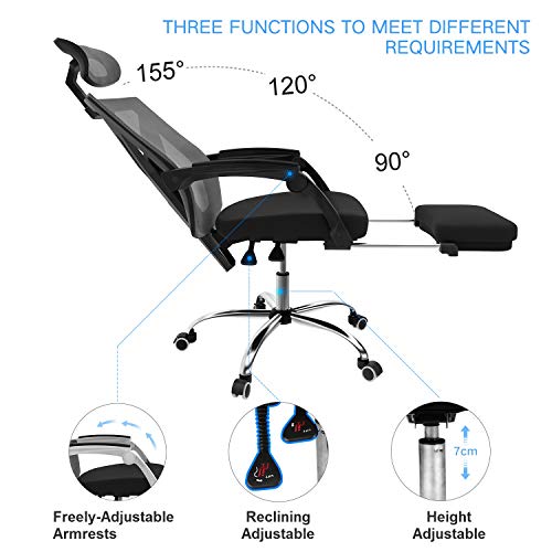 Hbada Silla de Oficina Silla de Escritorio Silla giratoria ergonómica con reposapiés Silla ejecutiva con Respaldo Alto con reposacabezas y reposabrazos Ajustables Negro Hbada Silla de Oficina Silla de Escritorio Silla giratoria ergonómica con reposapiés Silla ejecutiva con Respaldo Alto con reposacabezas y reposabrazos Ajustables Negro