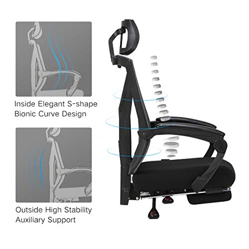 Hbada Silla de Oficina Silla de Escritorio Silla giratoria ergonómica con reposapiés Silla ejecutiva con Respaldo Alto con reposacabezas y reposabrazos Ajustables Negro Hbada Silla de Oficina Silla de Escritorio Silla giratoria ergonómica con reposapiés Silla ejecutiva con Respaldo Alto con reposacabezas y reposabrazos Ajustables Negro