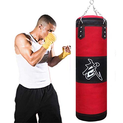 Hbao 60cm 80cm 100cm 120cm Saco de Boxeo vacío Saco de Boxeo Patada Colgante Saco de Arena Entrenamiento de Boxeo Lucha Saco de Arena de Karate con Guante Muñequera (Color : Blue, Size : 60cm)