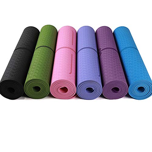 Hbao 6mm Estera de Yoga, Estera Antideslizante Alfombra con línea de posicionamiento, Apto for Principiantes a los Ejercicios de Yoga Pilates Estera de la Gimnasia de la Aptitud