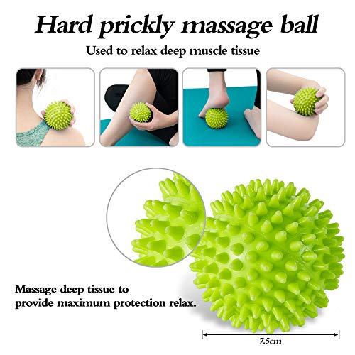 HBselect Rodillo Masaje Kit Rulo Masaje,Bola, Pelota Masaje,Bandas De Resistencia Fitnes,Rollo Masaje para Muscular Pies y Espalda Pierna Fitness