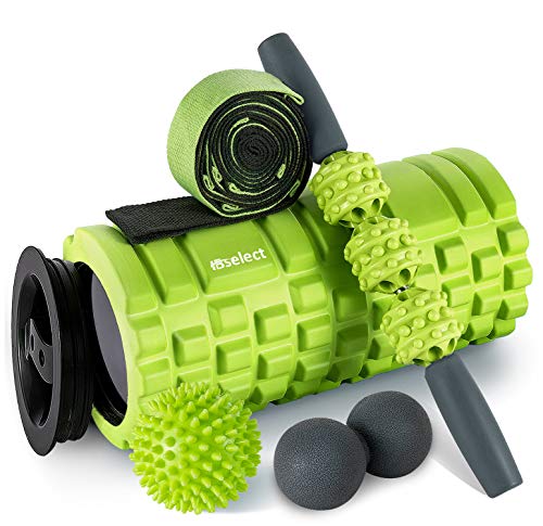 HBselect Rodillo Masaje Kit Rulo Masaje,Bola, Pelota Masaje,Bandas De Resistencia Fitnes,Rollo Masaje para Muscular Pies y Espalda Pierna Fitness