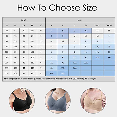 HBselect Sujetador Lactancia Sostén De Maternidad con Almohadillas Desmontable Fácil De Desabrochar para Dar El Pecho HBselect Sujetador Lactancia Sostén De Maternidad con Almohadillas Desmontable Fácil De Desabrochar para Dar El Pecho