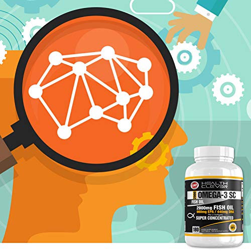 HC Omega 3 Capsulas 2000mg Fish Oil - 180 Gel Capsulas Blando de Triple Fuerza - Formula con 1000mg de EPA y 500mg de DHA - Antiinflamatorio Muscular y para Articulaciones - Hecho en Reino Unido