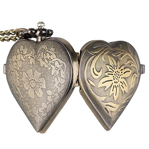HCFSUK Reloj de Bolsillo con Cadena, Regalos para Amantes, Esposas, Relojes de corazón, Colgante de Cuarzo con Estilo, niñas, Mujeres, Collar para Mujer, día de San Valentín HCFSUK Reloj de Bolsillo con Cadena, Regalos para Amantes, Esposas, Relojes de corazón, Colgante de Cuarzo con Estilo, niñas, Mujeres, Collar para Mujer, día de San Valentín