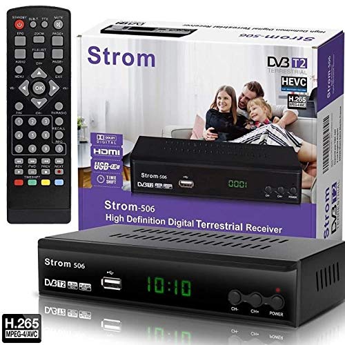 hd-line Strom 506 DVBT-2 - Receptor Digital DVBT/T2 Compatible con Home Cinema – (HDMI 2.0, euroconector, USB 2.0, Full HD 1080P), HEVC/H.265 – H.264 / MPEG2 – MPEG4, instalación automática, Negro