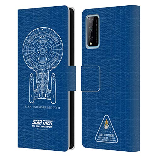 Head Case Designs Oficial Star Trek USS Enterprise NCC-1701-D Adaptador de Cable Barcos De La Línea TNG Carcasa de Cuero Tipo Libro Compatible con Huawei Honor Play 4T Pro