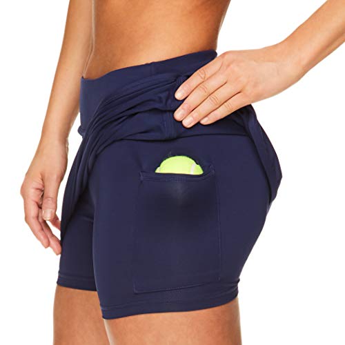 HEAD Falda de tenis atlética para mujer con bolsillo para pelota - Entrenamiento Golf ejercicio y running Skort - Azul - Small HEAD Falda de tenis atlética para mujer con bolsillo para pelota - Entrenamiento Golf ejercicio y running Skort - Azul - Small