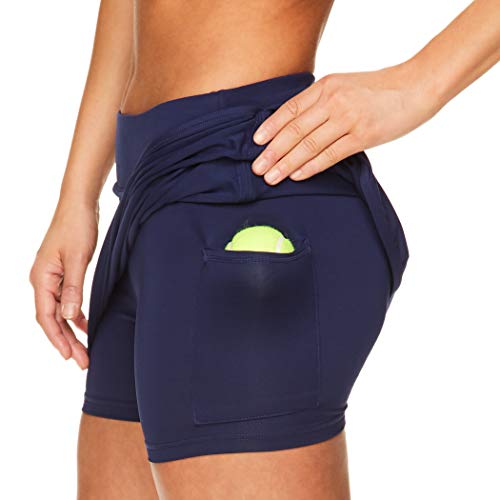 HEAD Falda de tenis atlética para mujer con bolsillo para pelota - Entrenamiento Golf ejercicio y running Skort - Azul - Small