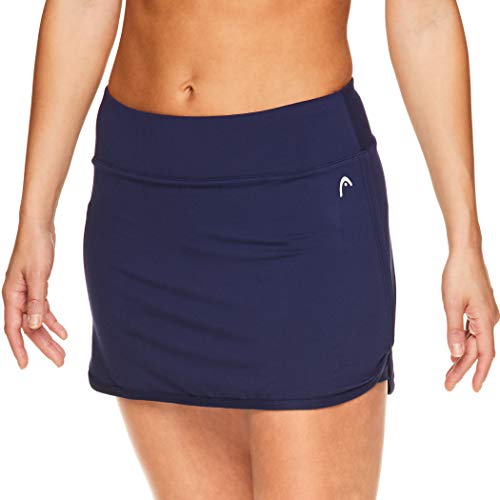 HEAD Falda de tenis atlética para mujer con bolsillo para pelota - Entrenamiento Golf ejercicio y running Skort - Azul - Small