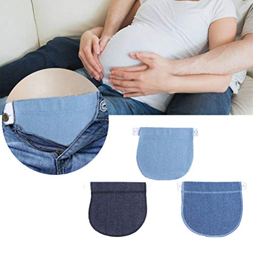 Healifty 3 Piezas Extensores de Cintura de Embarazo Alargador de Cintura Extensor de Cintura para Mujeres Embarazadas (Azul Marino, Azul Marino y Azul Claro)