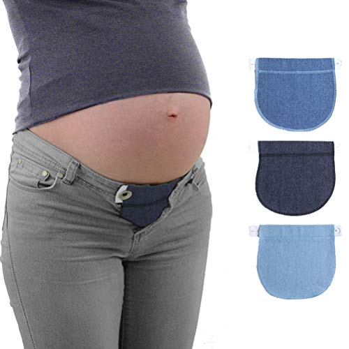 Healifty 3 Piezas Extensores de Cintura de Embarazo Alargador de Cintura Extensor de Cintura para Mujeres Embarazadas (Azul Marino, Azul Marino y Azul Claro)