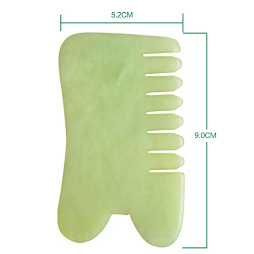 HEALLILY Jade Stone Guasha Comb Jade Gua Sha Facial Tool Cuero Cabelludo Masaje Jade Face Scrapper for Spa Acupuncture Beauty Salon