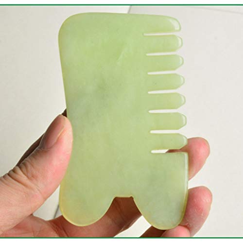 HEALLILY Jade Stone Guasha Comb Jade Gua Sha Facial Tool Cuero Cabelludo Masaje Jade Face Scrapper for Spa Acupuncture Beauty Salon