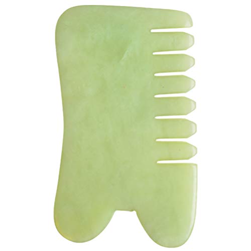 HEALLILY Jade Stone Guasha Comb Jade Gua Sha Facial Tool Cuero Cabelludo Masaje Jade Face Scrapper for Spa Acupuncture Beauty Salon