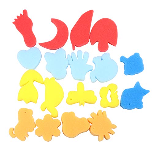 HEALLILY Juego de 48 esponjas para pintar con formas de animales, para niños pequeños, varios patrones de aprendizaje temprano para el envío de niños (color al azar)