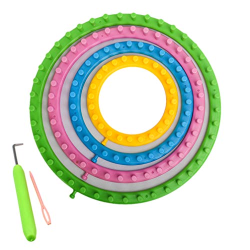 HEALLILY - Juego de telares circulares para tejer, redondos, kit de manualidades con gancho, para hacer pompones, bufandas, calcetines, suéter de 6 piezas