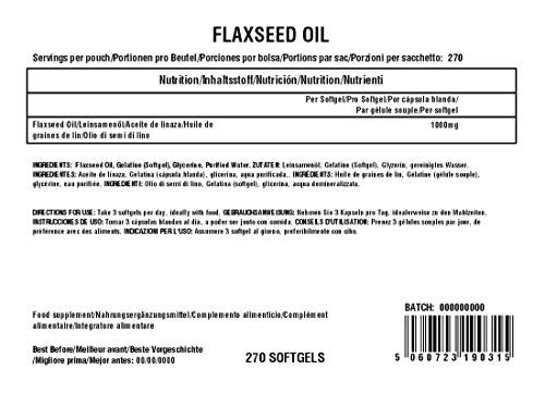 Health Hack - Aceite de linaza, 1000 mg, 270 cápsulas blandas Health Hack - Aceite de linaza, 1000 mg, 270 cápsulas blandas