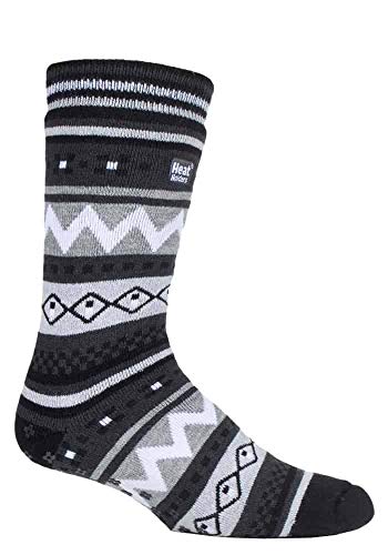HEAT HOLDERS - Hombre invierno caliente gruesos termicos calcetines antideslizantes estar por casa (39/45, Black/Charcoal (Soul))