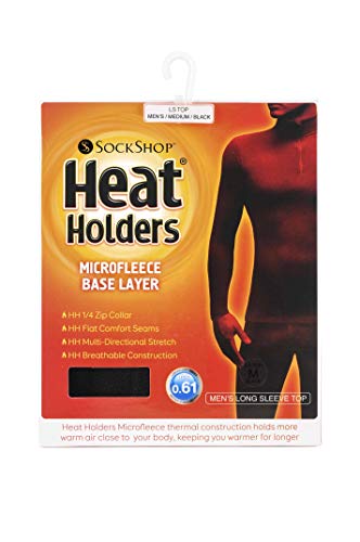 HEAT HOLDERS - Hombre Microfleece Invierno Camiseta Interior Termica Manga Larga para Frio con Cremallera (Medium (38-40" Chest), Microfleece)