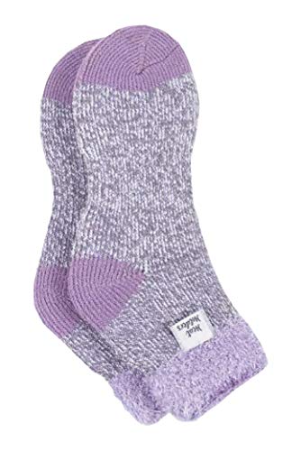 HEAT HOLDERS - Mujer Invierno Suaves Rayas Cortos Calcetines para Dormir (37/42, Grey (S Feather))