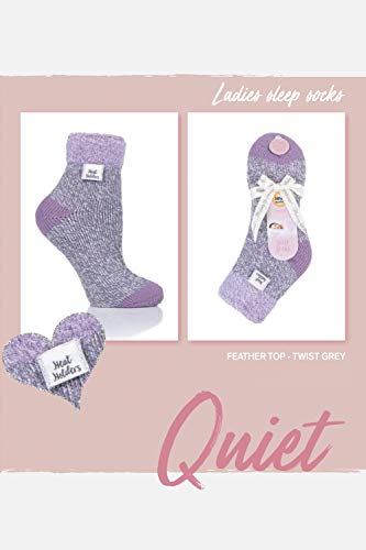 HEAT HOLDERS - Mujer Invierno Suaves Rayas Cortos Calcetines para Dormir (37/42, Grey (S Feather))