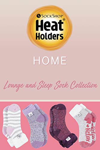 HEAT HOLDERS - Mujer Invierno Suaves Rayas Cortos Calcetines para Dormir (37/42, Grey (S Feather))